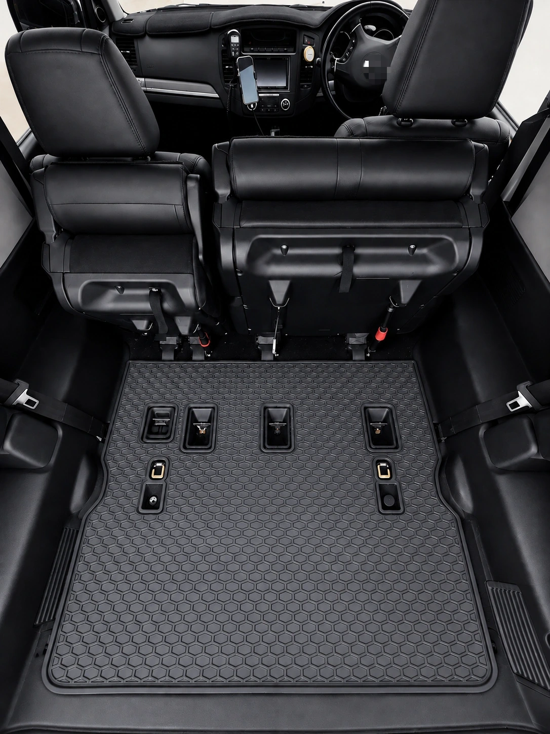 Vehicle interior prepared for car mat coverage planning